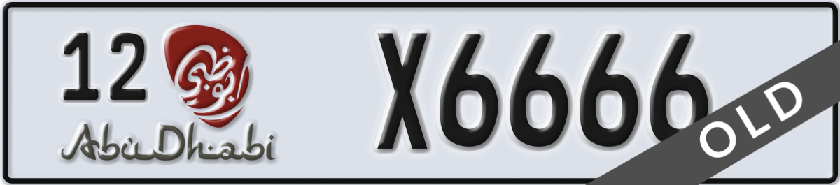 abu dhabi License Plate Number X6666 Code 12