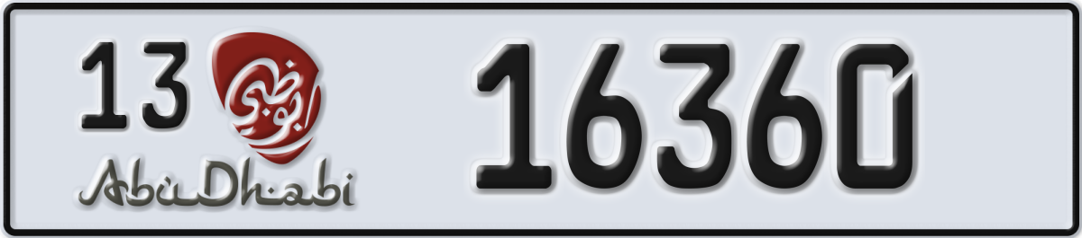 abu dhabi License Plate Number 16360 Code 13