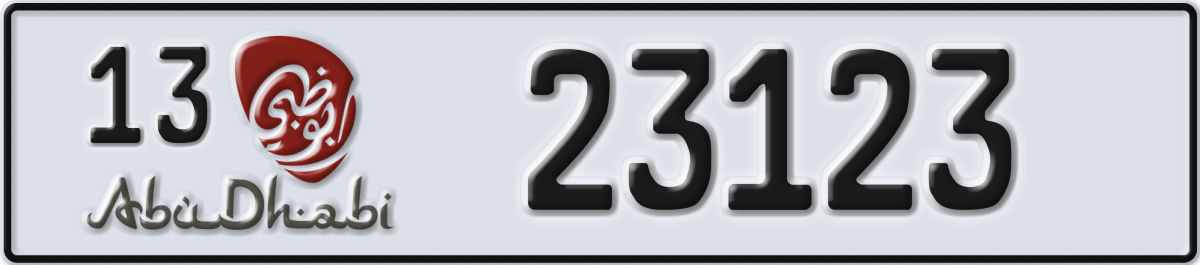 abu dhabi License Plate Number 23123 Code 13