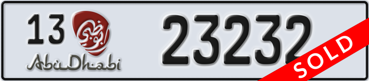 abu dhabi License Plate Number 23232 Code 13