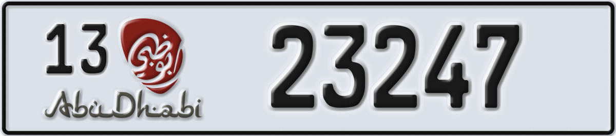 abu dhabi License Plate Number 23247 Code 13