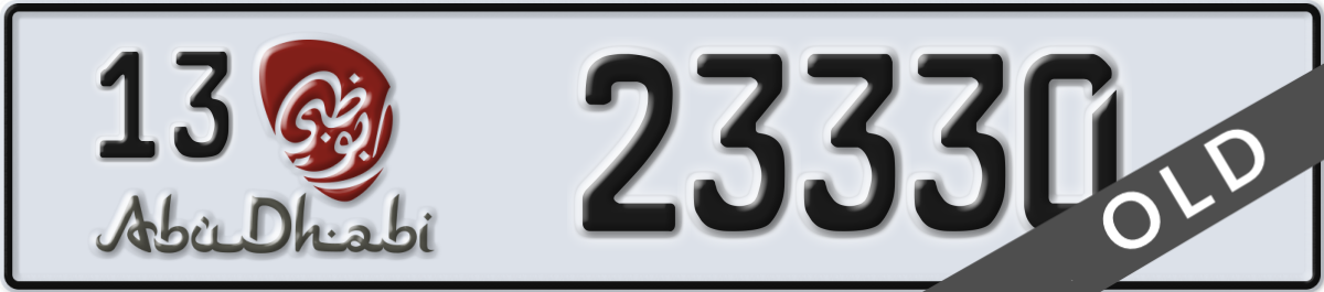 abu dhabi License Plate Number 23330 Code 13