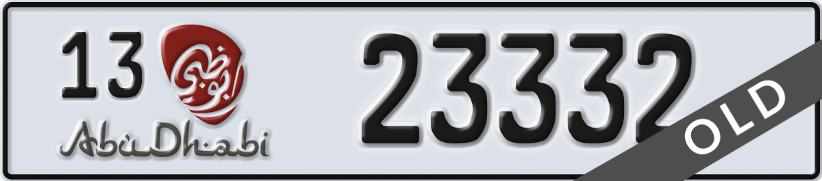 abu dhabi License Plate Number 23332 Code 13