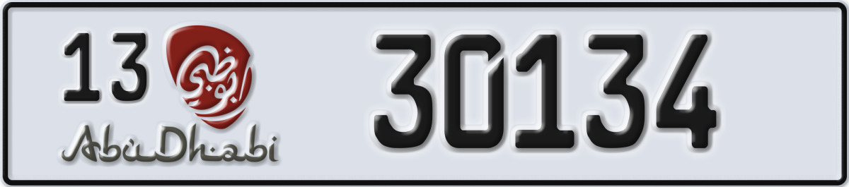 abu dhabi License Plate Number 30134 Code 13