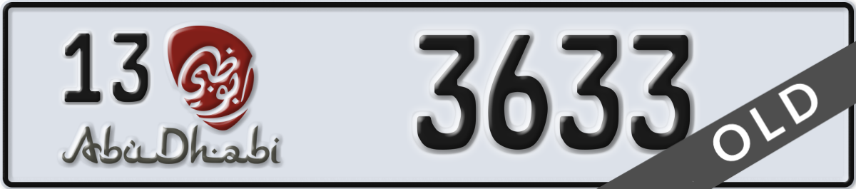 abu dhabi License Plate Number 3633 Code 13