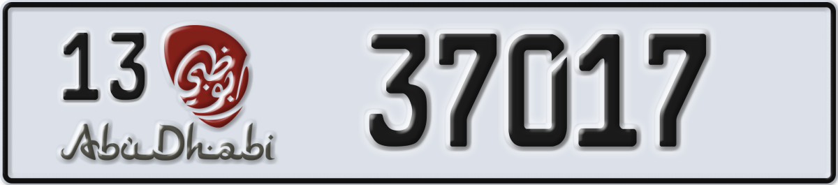 abu dhabi License Plate Number 37017 Code 13