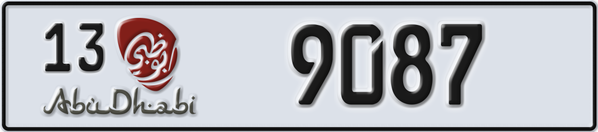 abu dhabi License Plate Number 9087 Code 13