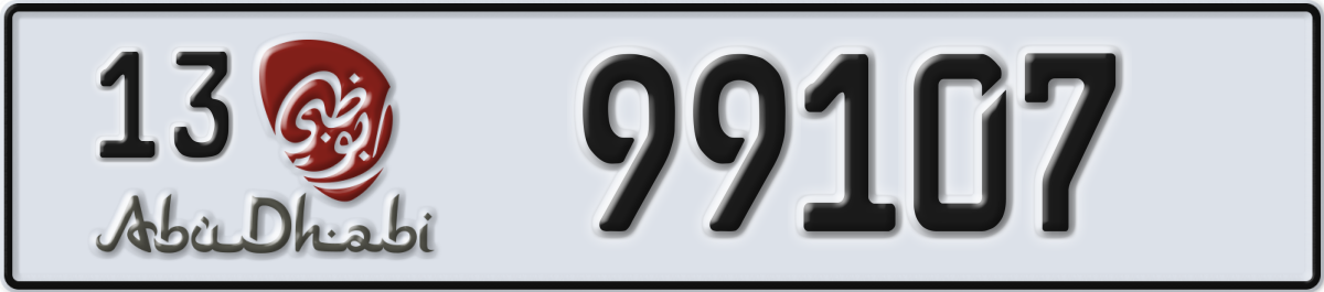abu dhabi License Plate Number 99107 Code 13