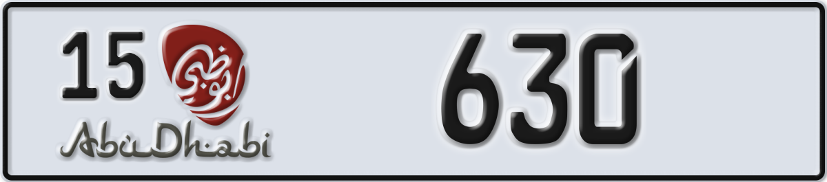 abu dhabi License Plate Number 630 Code 15