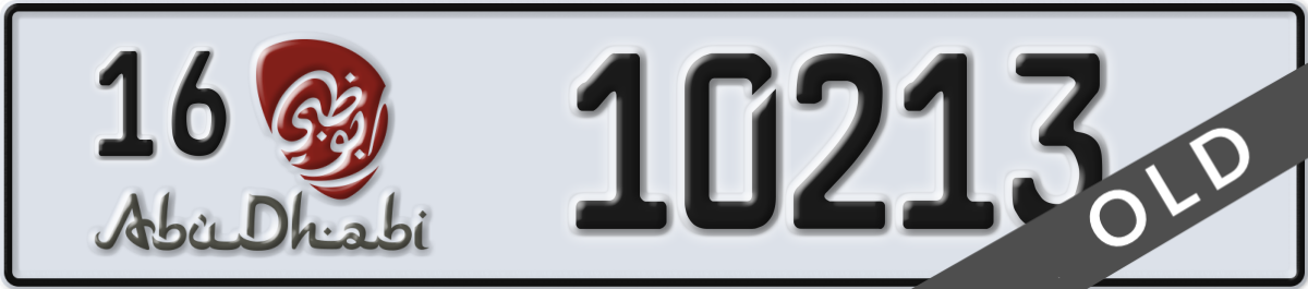 abu dhabi License Plate Number 10213 Code 16