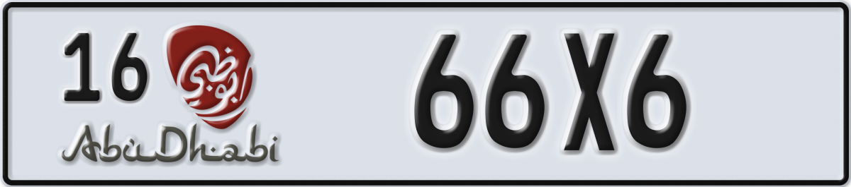 abu dhabi License Plate Number 66X6 Code 16