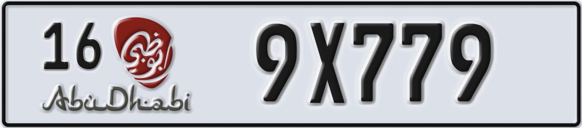 abu dhabi License Plate Number 9X779 Code 16