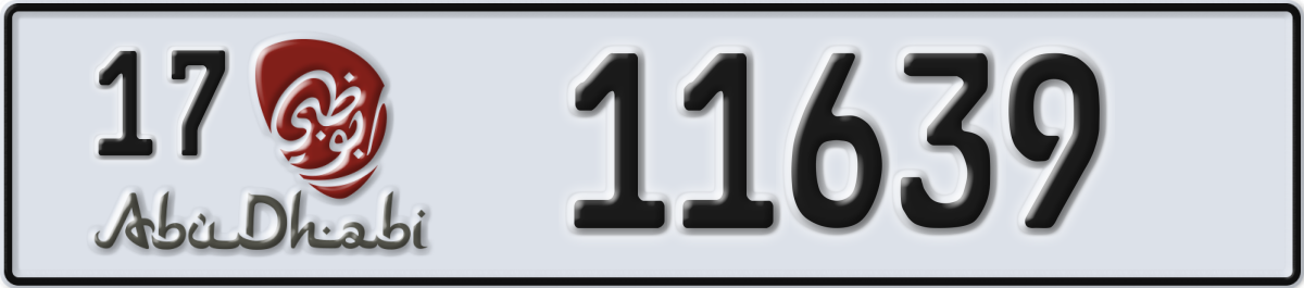 abu dhabi License Plate Number 11639 Code 17