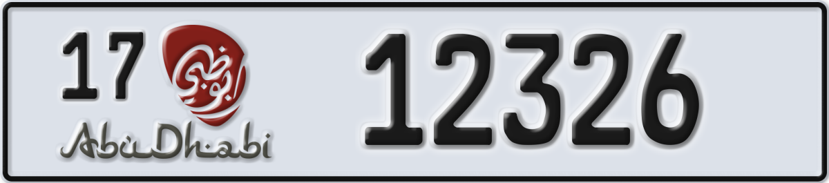 abu dhabi License Plate Number 12326 Code 17