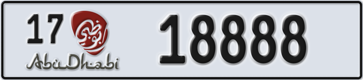 abu dhabi License Plate Number 18888 Code 17