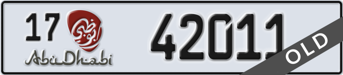 abu dhabi License Plate Number 42011 Code 17