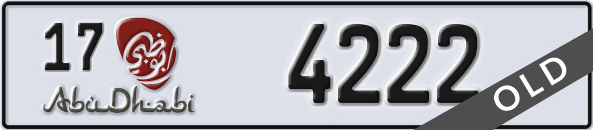 abu dhabi License Plate Number 4222 Code 17