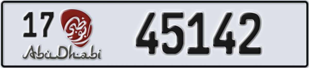 abu dhabi License Plate Number 45142 Code 17