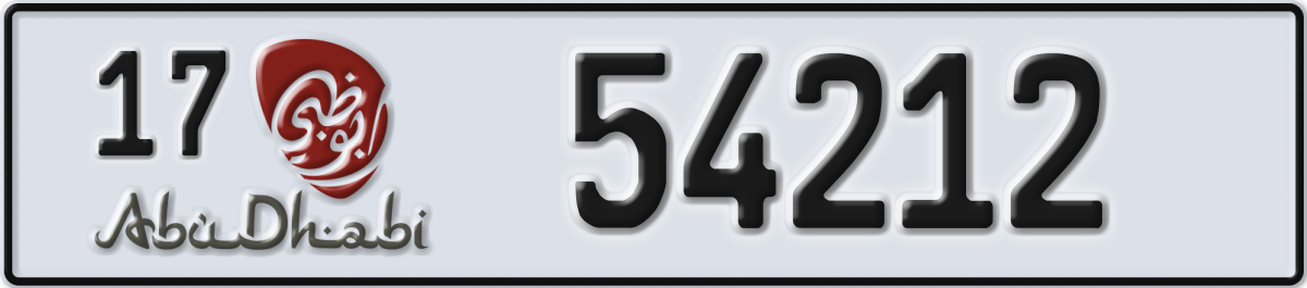abu dhabi License Plate Number 54212 Code 17