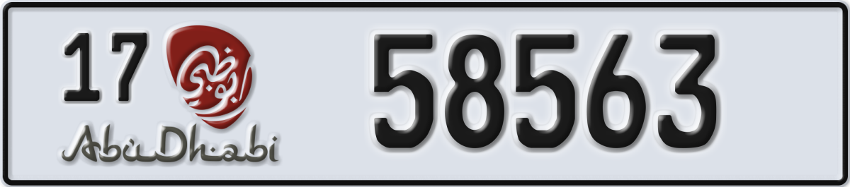 abu dhabi License Plate Number 58563 Code 17