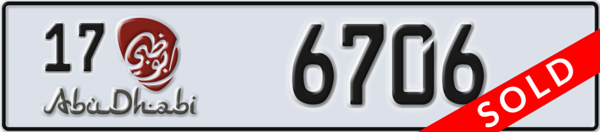 abu dhabi License Plate Number 6706 Code 17