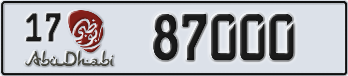 abu dhabi License Plate Number 87000 Code 17