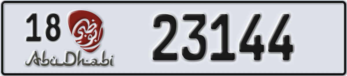 abu dhabi License Plate Number 23144 Code 18