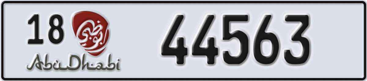 abu dhabi License Plate Number 44563 Code 18