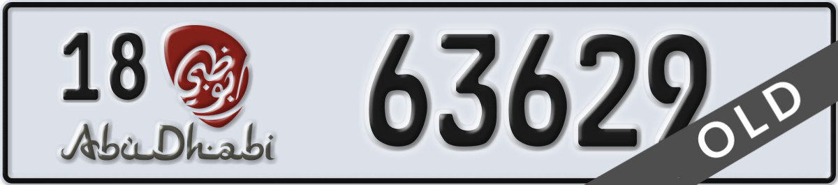 abu dhabi License Plate Number 63629 Code 18