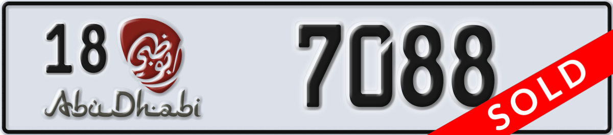 abu dhabi License Plate Number 7088 Code 18