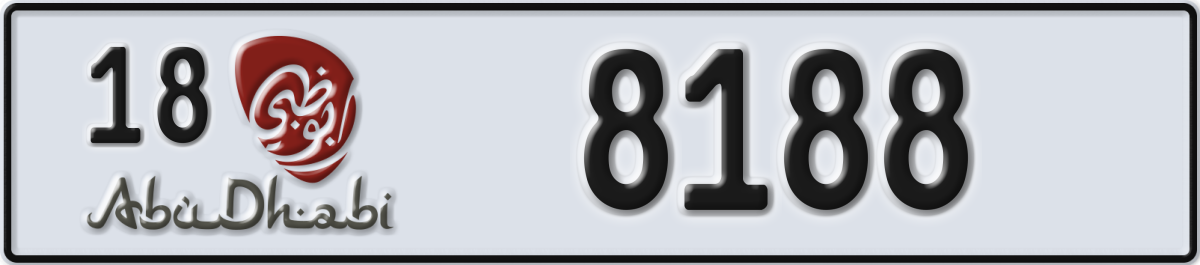 abu dhabi License Plate Number 8188 Code 18