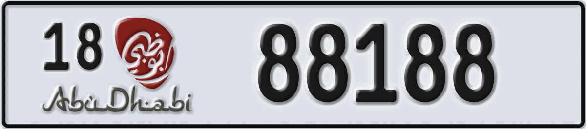 abu dhabi License Plate Number 88188 Code 18