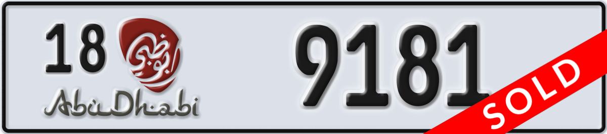 abu dhabi License Plate Number 9181 Code 18