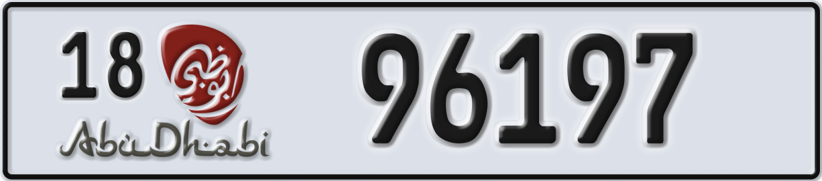 abu dhabi License Plate Number 96197 Code 18