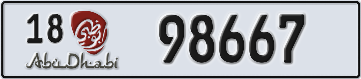 abu dhabi License Plate Number 98667 Code 18