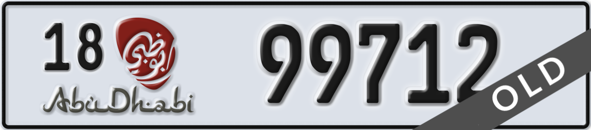 abu dhabi License Plate Number 99712 Code 18