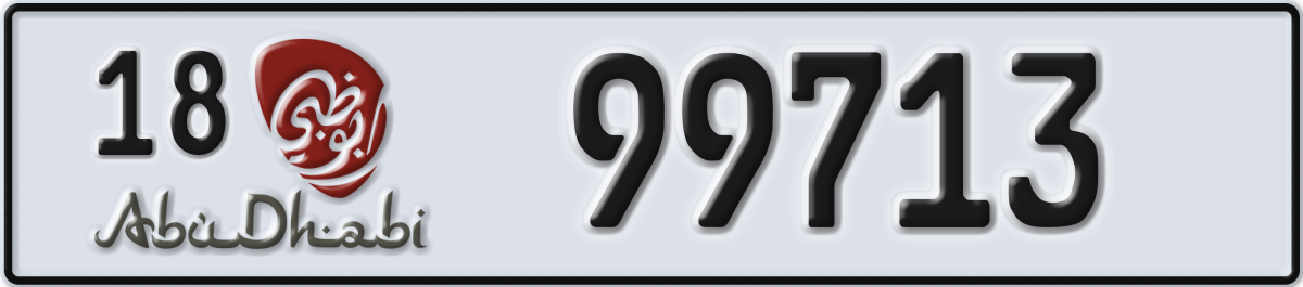abu dhabi License Plate Number 99713 Code 18