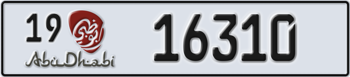 abu dhabi License Plate Number 16310 Code 19
