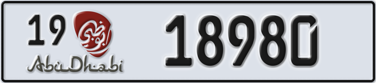 abu dhabi License Plate Number 18980 Code 19