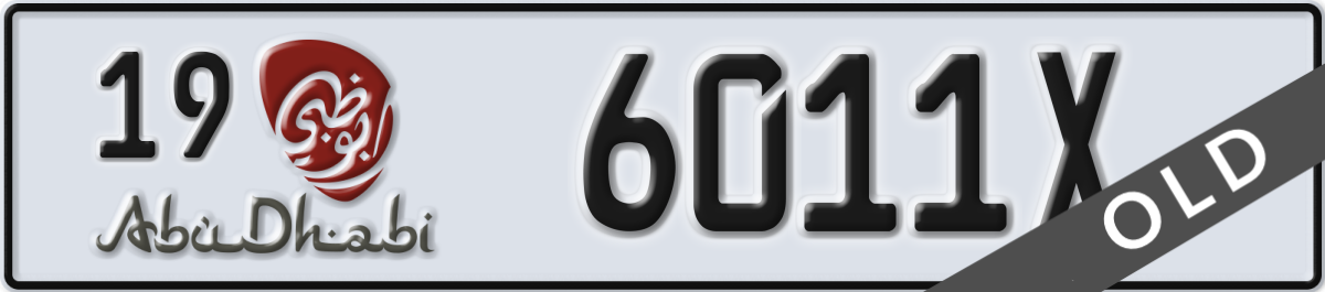 abu dhabi License Plate Number 6011X Code 19