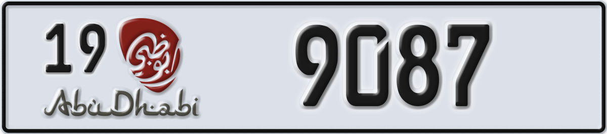 abu dhabi License Plate Number 9087 Code 19