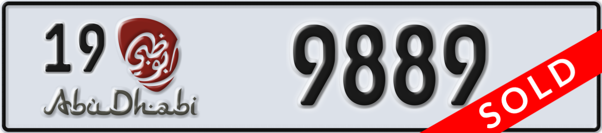 abu dhabi License Plate Number 9889 Code 19