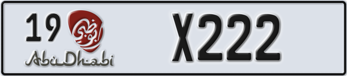 abu dhabi License Plate Number X222 Code 19