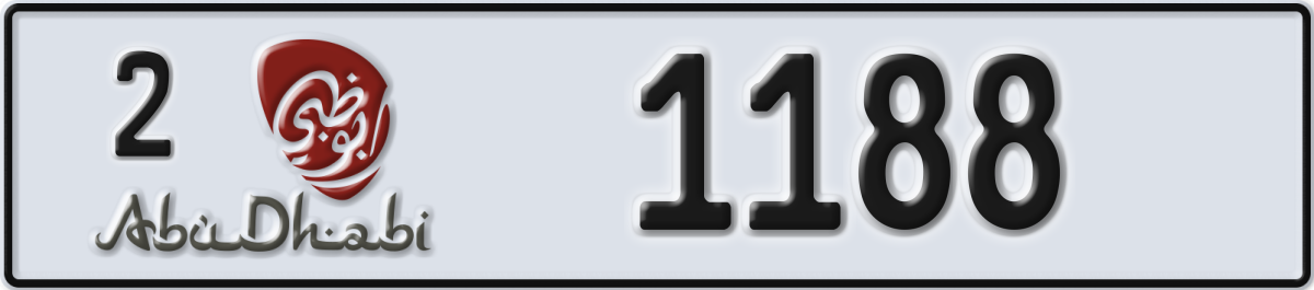 abu dhabi License Plate Number 1188 Code 2