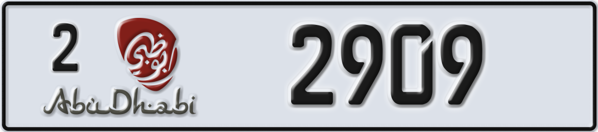 abu dhabi License Plate Number 2909 Code 2