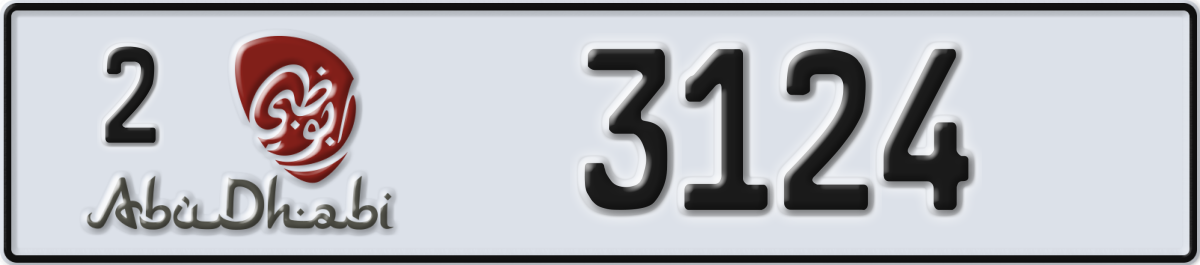 abu dhabi License Plate Number 3124 Code 2