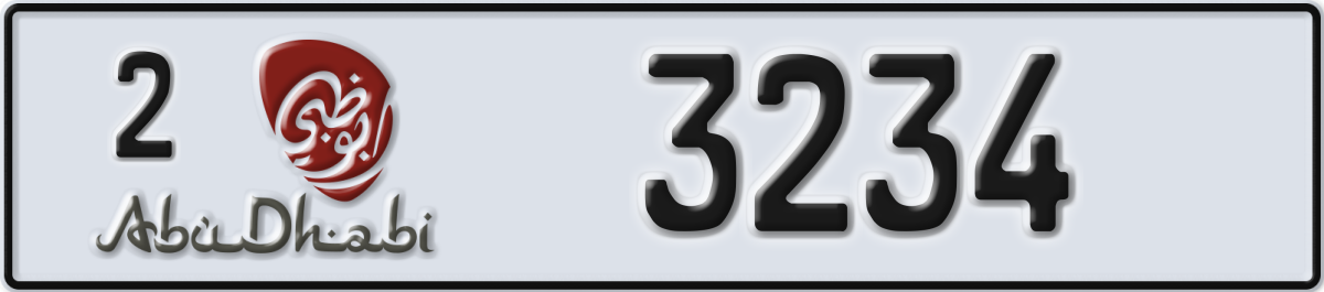 abu dhabi License Plate Number 3234 Code 2