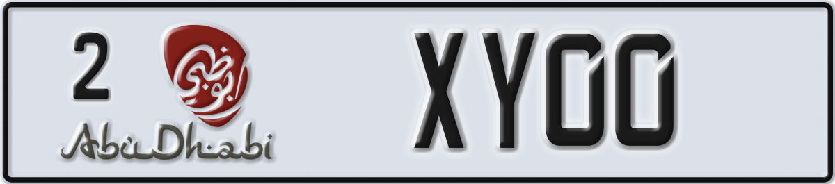 abu dhabi License Plate Number XY00 Code 2