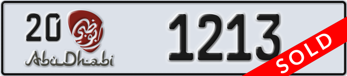 abu dhabi License Plate Number 1213 Code 20