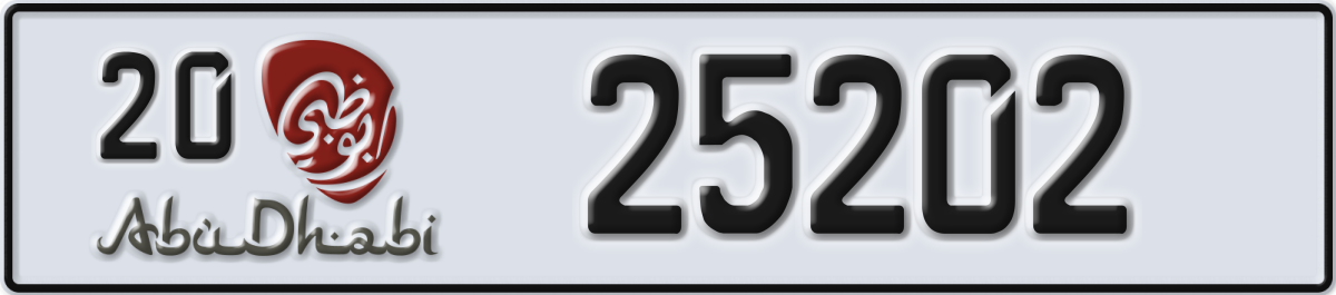 abu dhabi License Plate Number 25202 Code 20